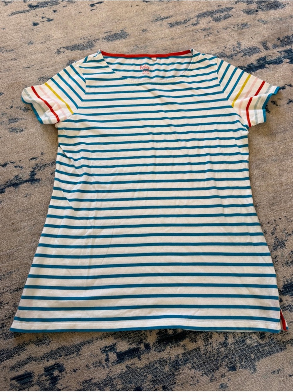 Boden Breton Stripes Ahead of the Rest Tshirt Top Short Sleeve Size 8